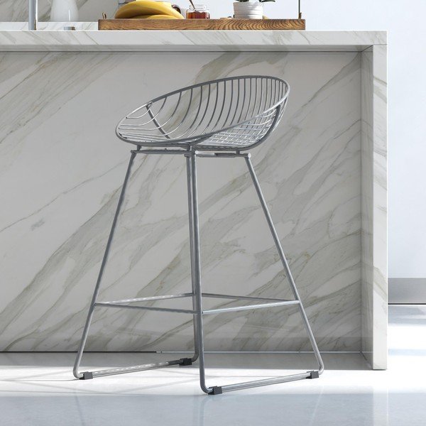 Scaun de bar gri din metal Ellis – Støraa-image-2