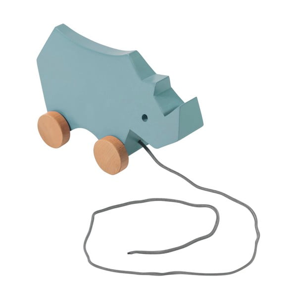 Jucărie din lemn cu roți Sebra Rhino, albastru