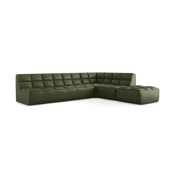 Colțar modular cu tapițerie din imitație de piele Kalai – Makamii-image-1