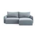Colțar albastru extensibil/cu spațiu de depozitare cu tapițerie din catifea (cu colț pe partea dreaptă/cu șezlong) Kalena – Makamii