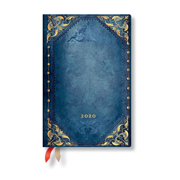 Agendă pentru anul 2020 Paperblanks Peacock Punk, 160 file, albastru