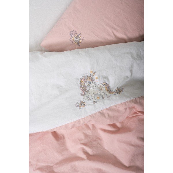Lenjerie de pat pentru copii albă-roz din bumbac pentru pătuț cu cearceaf inclus, cu 4 piese 100x150 cm Bonic – Mijolnir-image-2