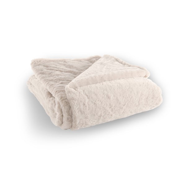 Pătură albă/bej din blană artificială 150x200 cm Ruby – Tiseco Home Studio