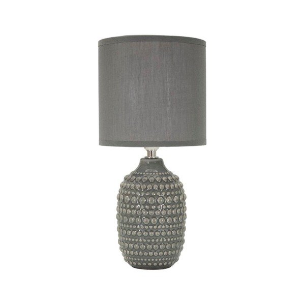 Veioză gri din ceramică cu abajur textil (înălțime 30,5 cm) Points – Mauro Ferretti