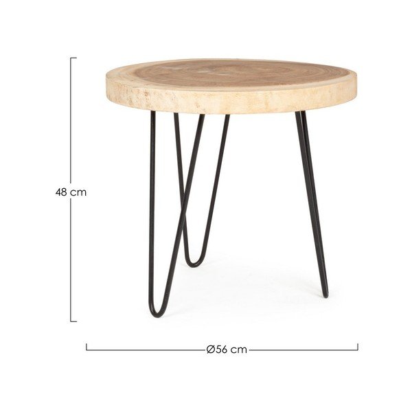 Măsuță auxiliară rotundă din lemn de mungur ø 56 cm Tuala – Bizzotto-image-3