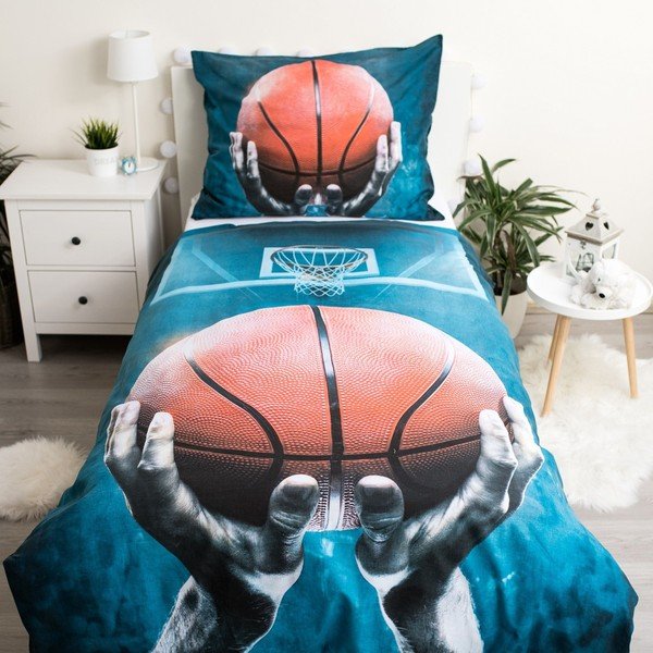 Lenjerie de pat pentru copii din bumbac pentru pat de o persoană 140x200 cm Basketball – Jerry Fabrics-image-1