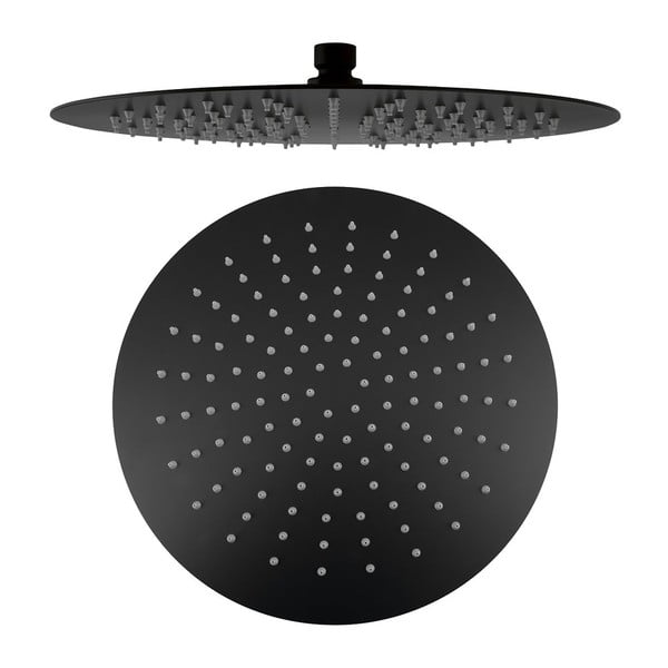 Cap de duș negru mat din oțel inoxidabil ø 30 cm Slim – Sapho