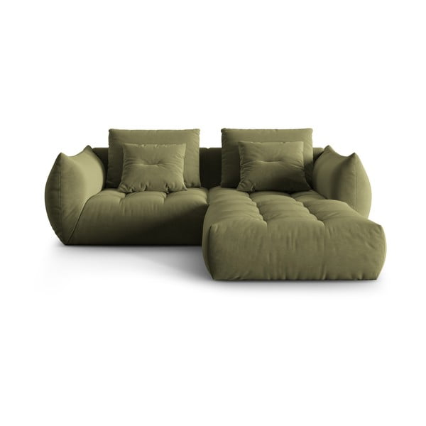 Colțar verde deschis cu tapițerie din țesătură bouclé (cu colț variabil) Bloom – Micadoni Home