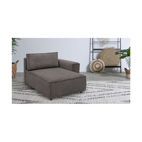 Modul pentru canapea maro deschis cu tapițerie din catifea reiată  (cu colț pe partea dreaptă) Nihad modular – Bobochic Paris-image-1