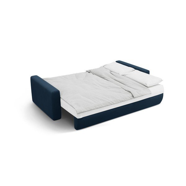 Canapea albastru-închis extensibilă, cu spațiu de depozitare cu tapițerie din catifea 238 cm Belfast – Cosmopolitan Design-image-3