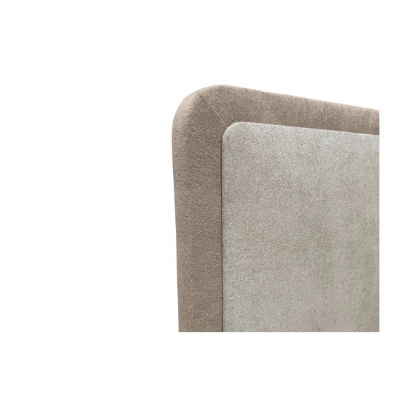Pat matrimonial bej/taupe tapițat cu spațiu de depozitare cu somieră 180x200 cm Mara – Bobochic Paris-image-2