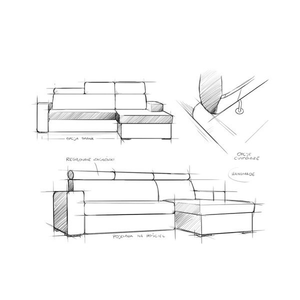 Canapea colțar cu șezlong pe partea stângă Custom Form Atlanta, gri-image-3