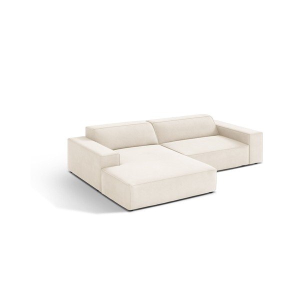 Colțar modular crem cu tapițerie din catifea (cu colț pe partea stângă/cu șezlong) Jodie – Micadoni 