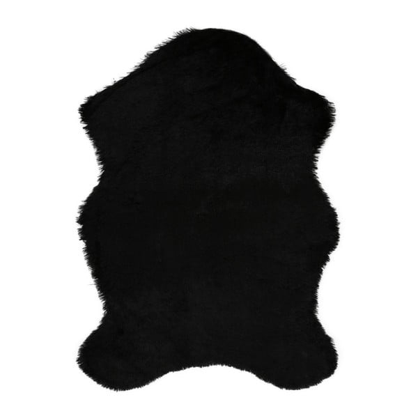 Covor din blană artificială Tavsantuyu Black, 80 x 105 cm, negru