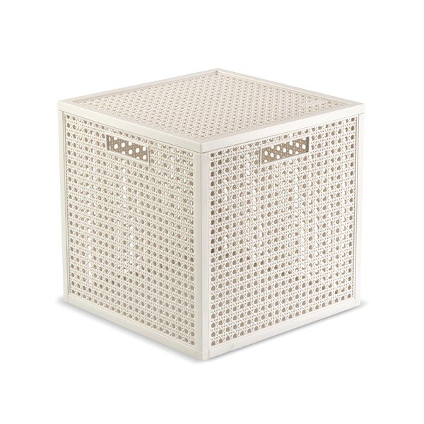 Cutie de depozitare crem din plastic reciclat cu capac 28x28x28 cm Kaya Cube – Curver