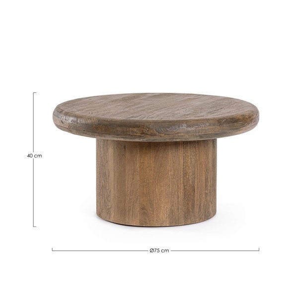 Măsuță de cafea în culoare naturală închisă rotundă din lemn de mango ø 75 cm Lopez – Bizzotto-image-3