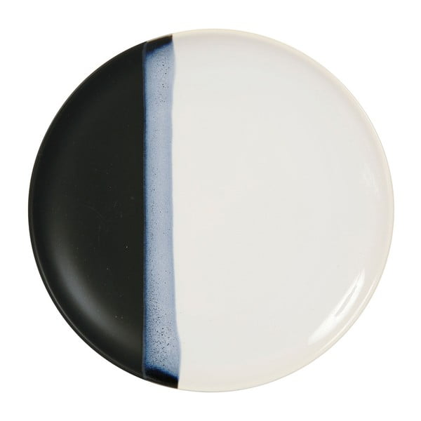 Farfurie ceramică Sema Ekume, 27 cm, negru - alb