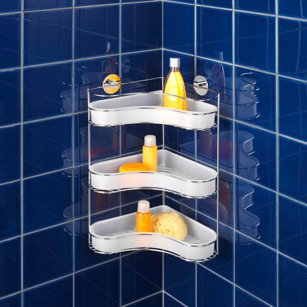 Suport colțar cu trei polițe Wenko cu sistem de prindere Vacuum-Loc, până la 33 kg-image-1