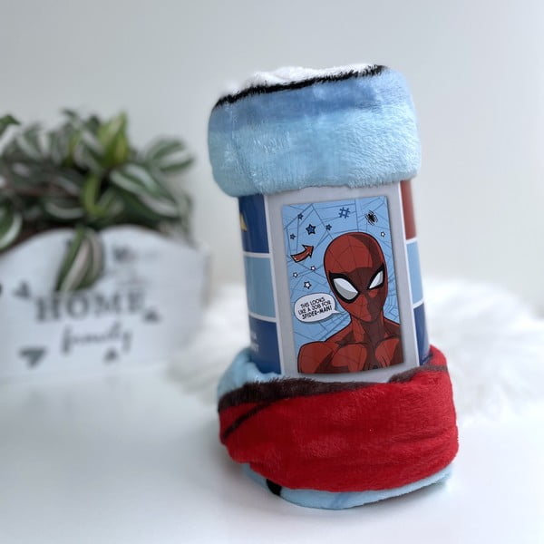Pătură pentru copii roșu-albastru din micropluș 100x150 cm Spiderman – Jerry Fabrics-image-1