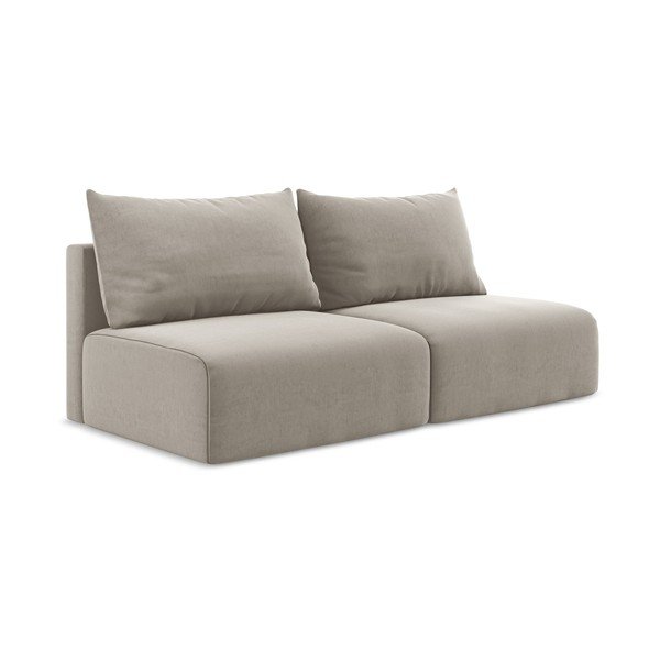 Canapea taupe extensibilă/cu spațiu de depozitare cu tapițerie din catifea 216 cm Kalena – Makamii-image-2
