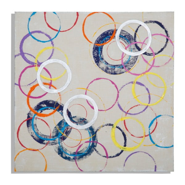 Tablou pictat manual Mauro Ferretti Circles, 80 x 80 cm