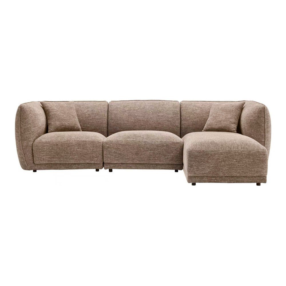 Colțar bej cu tapițerie din chenille (cu colț pe partea dreaptă/cu șezlong) Noor – House Nordic