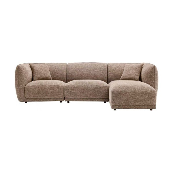 Colțar bej cu tapițerie din chenille (cu colț pe partea dreaptă/cu șezlong) Noor – House Nordic