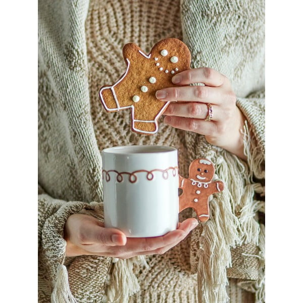 Cană crem din gresie 350 ml  cu model de Crăciun Ginnie – Bloomingville-image-1