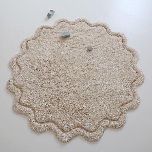 Covor crem lavabil țesut manual rotund din bumbac ø 110 cm Sweet April Ecru – Nattiot-image-2