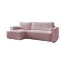 Colțar roz extensibil cu tapițerie din catifea reiată  (cu colț variabil) Nihad – Bobochic Paris