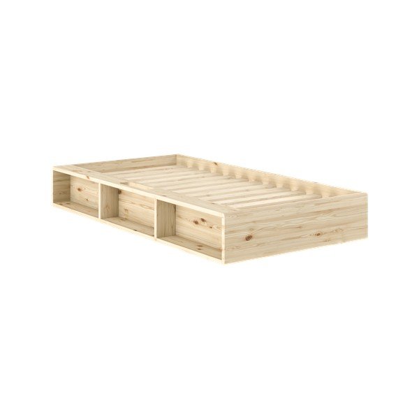 Pat în culoare naturală deschisă din lemn de pin fără tăblie cu somieră 90x200 cm Ziggy – Karup