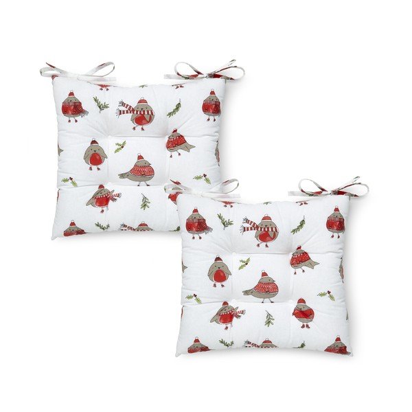 Perne de scaun 2 buc. 40x40 cm  cu model de Crăciun Christmas Robins – Catherine Lansfield
