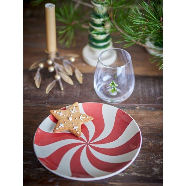 Farfurie roșie din gresie ø 23 cm  cu model de Crăciun Yule – Bloomingville-image-1