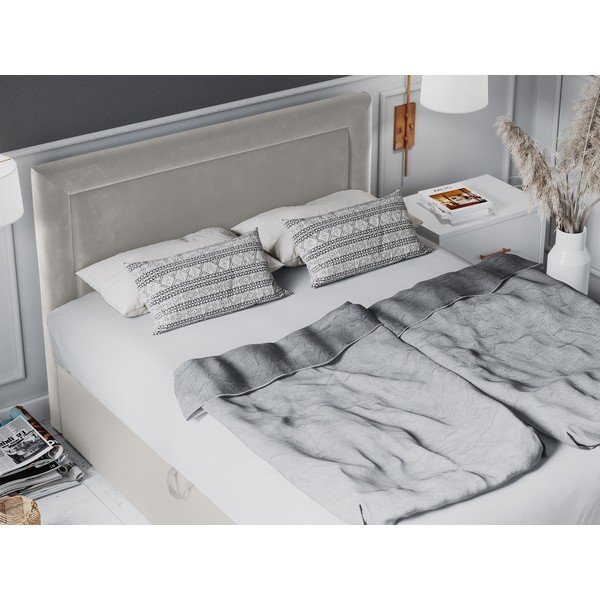 Pat boxspring 200x200 cm bej cu spațiu de depozitare Yucca – Mazzini Beds-image-4
