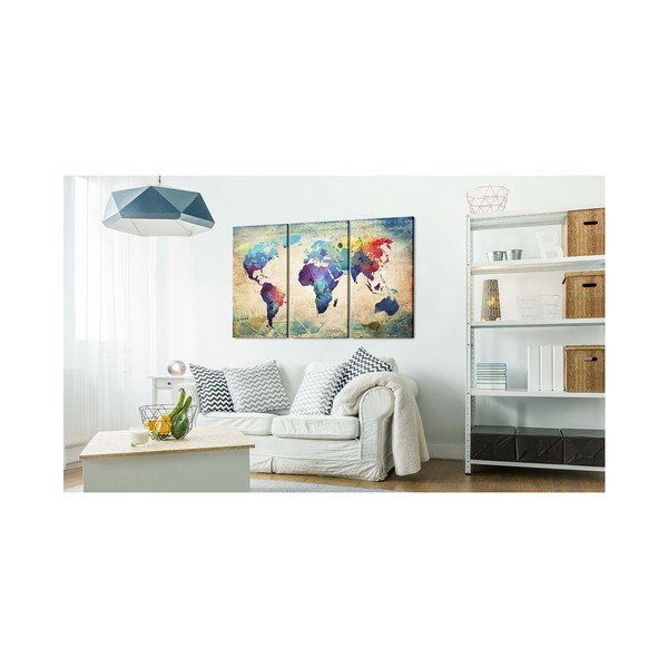 Tablou pe pânză din mai multe piese Bimago Rainbow Map 120 x 80 cm-image-1