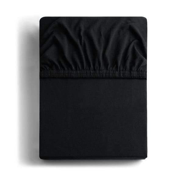 Cearșaf elastic de pat DecoKing Amber Collection, 100-120 x 200 cm, negru