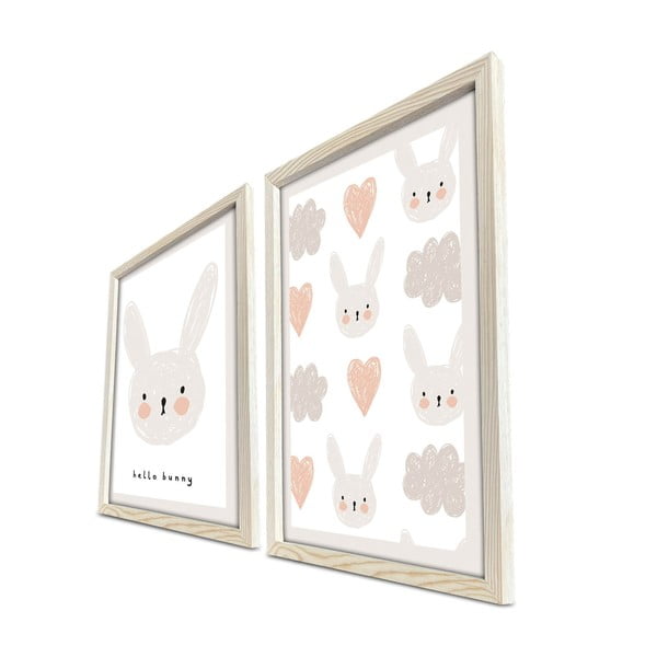 Tablouri pentru copii 2 buc. 38x53 cm Hello Bunny - Wallity-image-2