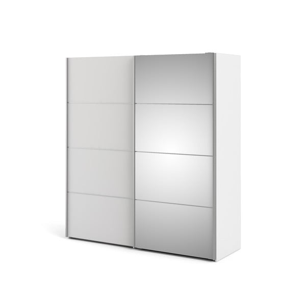 Șifonier cu oglindă și uși glisante Tvilum Verona, 182x202 cm, alb-image-4