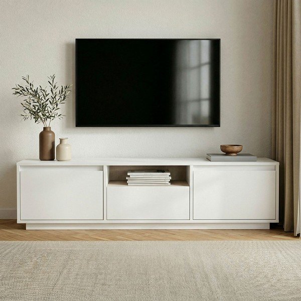 Comodă TV albă 160x42x30 cm Sentinel – Kalune Design-image-2