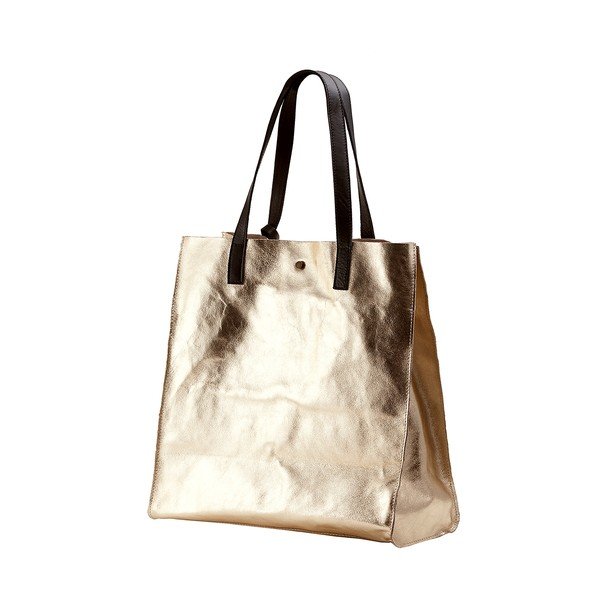 Geantă din piele naturală Andrea Cardone Amy, auriu-image-3