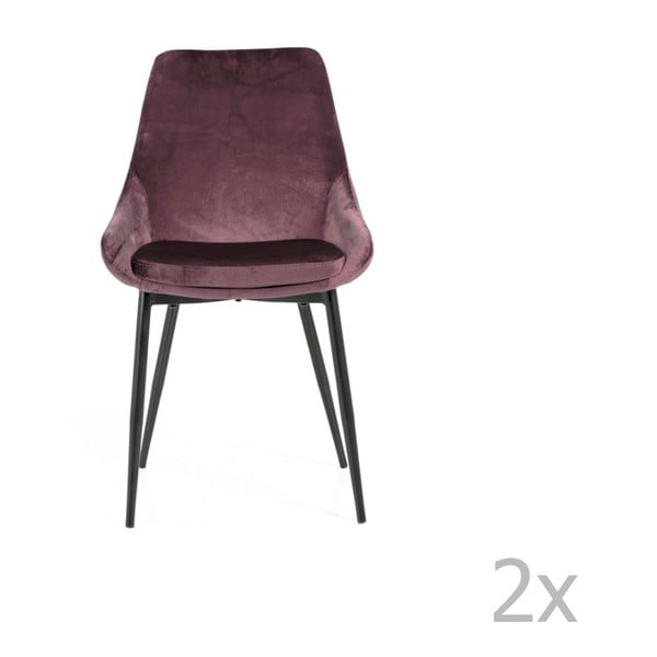 Set 2 scaune dining cu tapițerie din catifea Tenzo Lex, roz