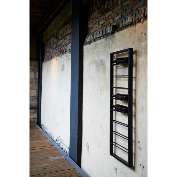 Raft pentru sticle de vin negru pentru perete din metal 42x120x6 cm Macaben – Light & Living-image-1