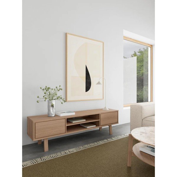 Comodă TV în culoare naturală deschisă furniruită 180x50x40 cm Lamberth – Actona-image-1