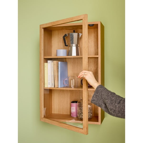 Vitrină în culoare naturală cu aspect de lemn de stejar suspendată 50x80 cm Panorama – Hübsch-image-4