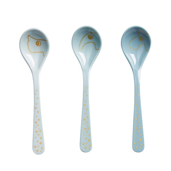 Linguri de plastic albastre pentru copii 3 buc. Happy Dots - Done by Deer