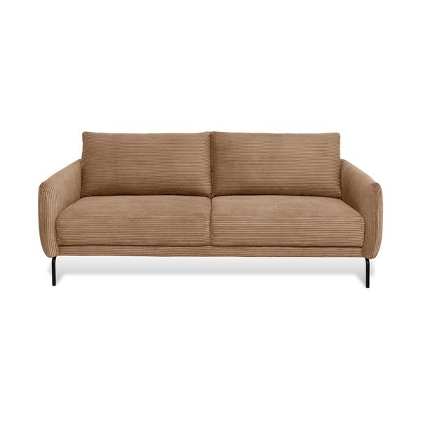 Canapea maro deschis cu tapițerie din catifea reiată  212 cm Venray – Scandic