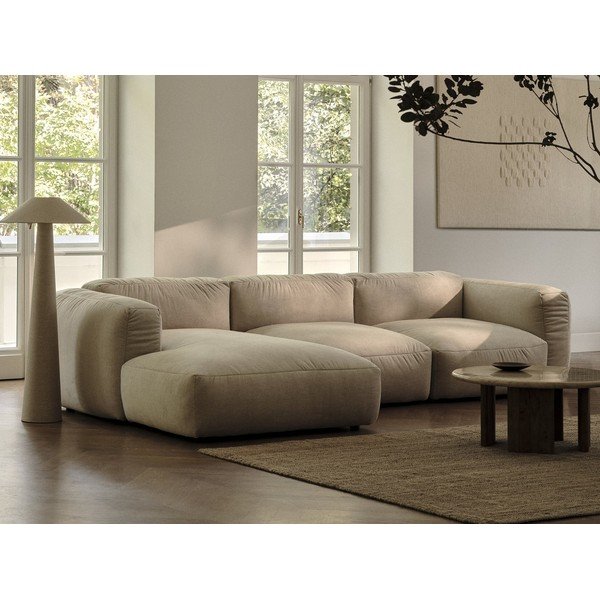 Modul pentru canapea modulară gri cu tapițerie din catifea (cu colț pe partea dreaptă) Martina – Micadoni -image-1