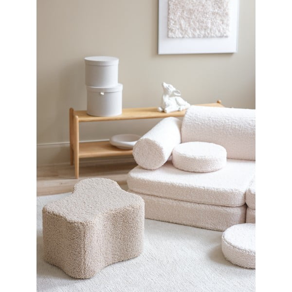 Canapea pentru copii crem cu tapițerie din țesătură bouclé 132 cm Settee – Wigiwama-image-3