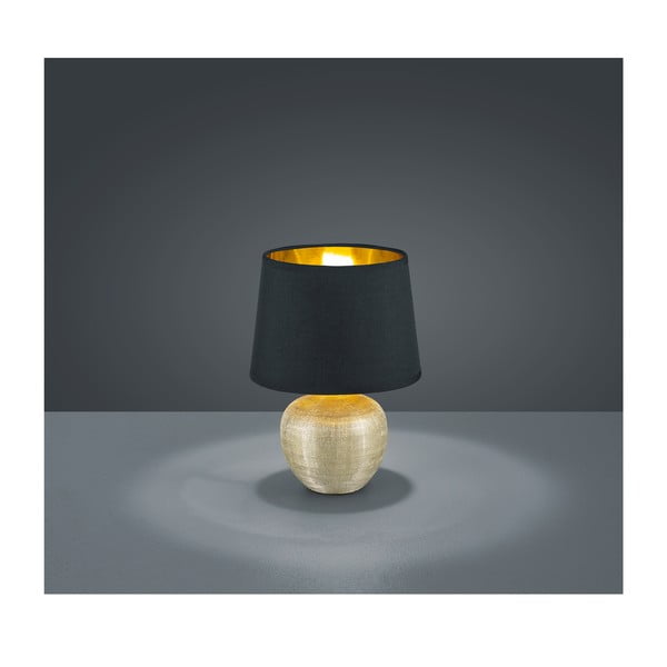 Veioză din ceramică și pânză Reality Luxor, înălțime 26 cm, negru-image-1