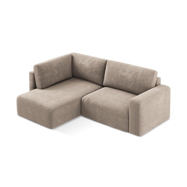 Colțar bej extensibil/cu spațiu de depozitare cu tapițerie din chenille (cu colț pe partea stângă/în formă de ”L”) Kona – Makamii-image-3